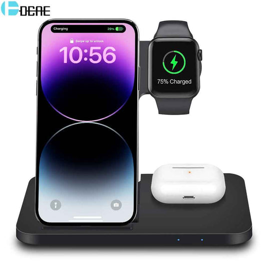 Wireless Charging Dock | Fast Charging Station | 3-in-1 Charging Stand | Multi-Device Wireless Charger | Smart Charging Dock | Wireless Phone and Watch Charger | All-in-One Charging Station | Quick Wireless Charger Dock | Portable 3-in-1 Charger | Compact Charging Stand