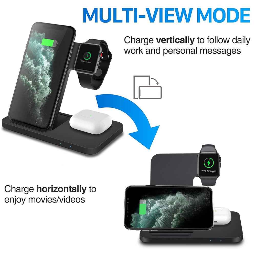 Wireless Charging Dock | Fast Charging Station | 3-in-1 Charging Stand | Multi-Device Wireless Charger | Smart Charging Dock | Wireless Phone and Watch Charger | All-in-One Charging Station | Quick Wireless Charger Dock | Portable 3-in-1 Charger | Compact Charging Stand