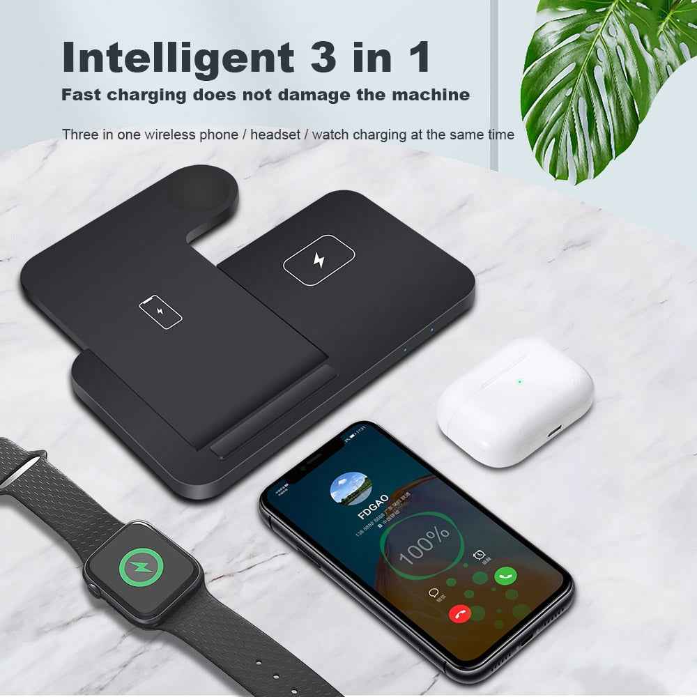 Wireless Charging Dock | Fast Charging Station | 3-in-1 Charging Stand | Multi-Device Wireless Charger | Smart Charging Dock | Wireless Phone and Watch Charger | All-in-One Charging Station | Quick Wireless Charger Dock | Portable 3-in-1 Charger | Compact Charging Stand